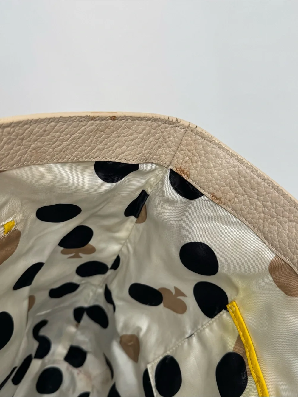 Kate Spade Grove Court Michelle TAN PEARL YELLOW Expandable Leather Large Tote